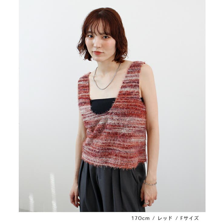 【前後2WAY】ミックスシャギーニットベスト | futier land | 詳細画像7 