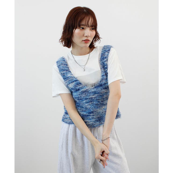 【前後2WAY】ミックスシャギーニットベスト | futier land | 詳細画像11 