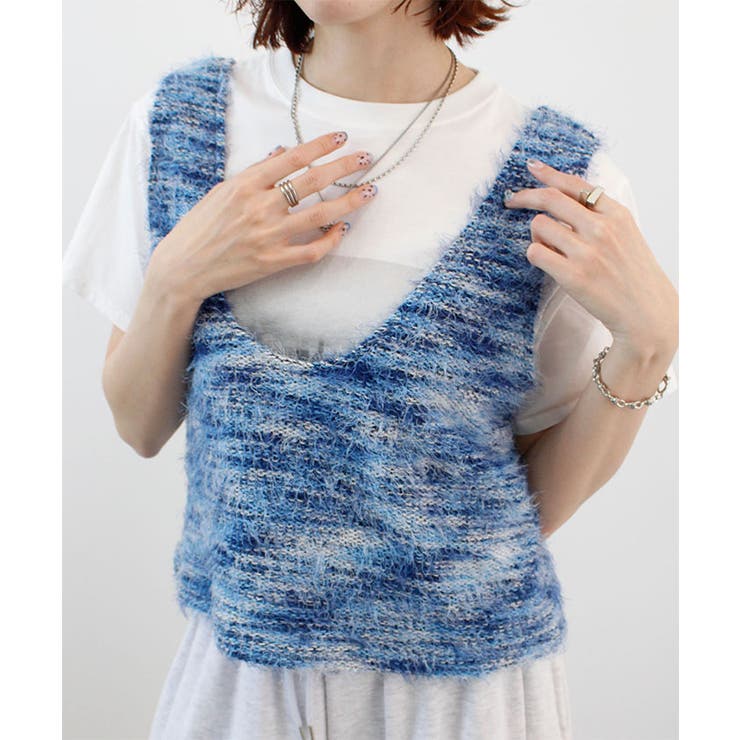 【前後2WAY】ミックスシャギーニットベスト | futier land | 詳細画像12 