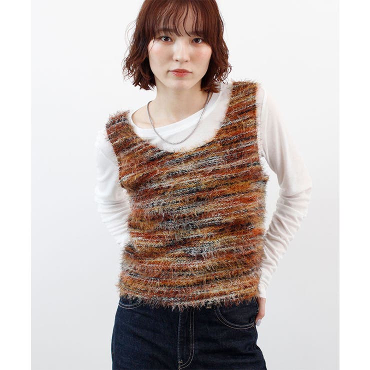 【前後2WAY】ミックスシャギーニットベスト | futier land | 詳細画像15 