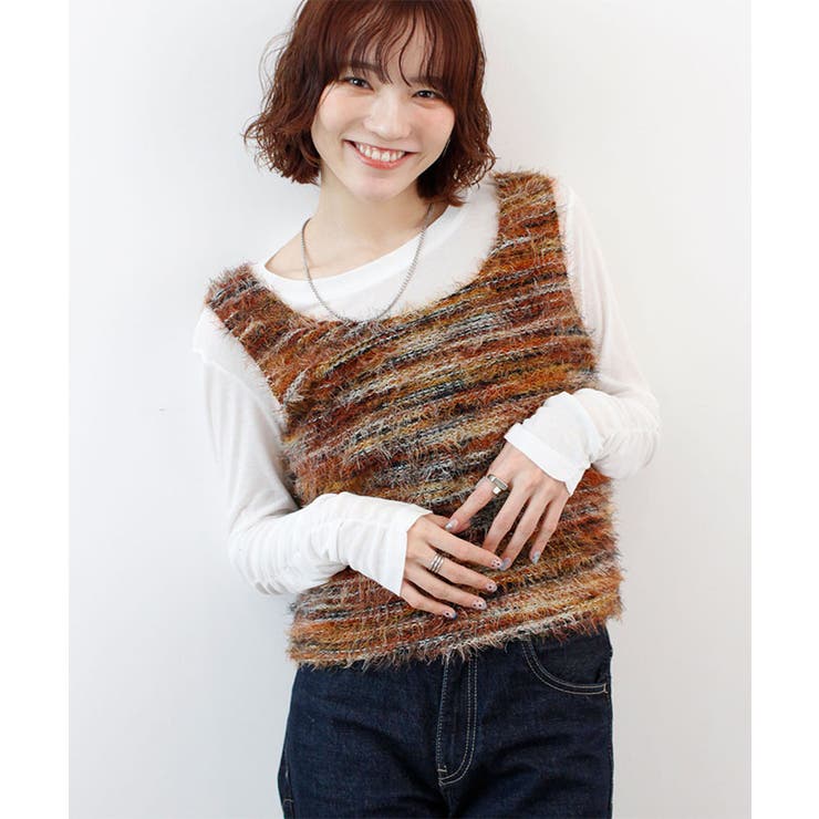 【前後2WAY】ミックスシャギーニットベスト | futier land | 詳細画像16 