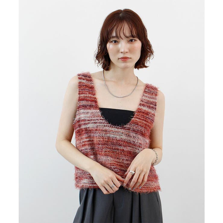【前後2WAY】ミックスシャギーニットベスト | futier land | 詳細画像18 