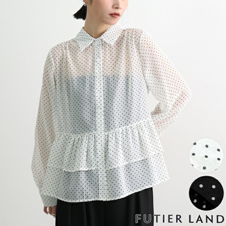 ホワイト | シアードットペプラムブラウス | futier land