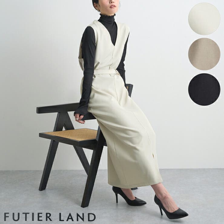アイボリー | [前後2way]ベルト付きロングワンピース | futier land
