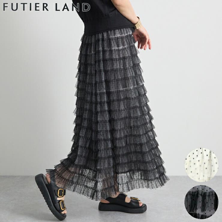 ブラック | ドットティアードスカート | futier land