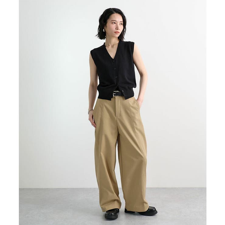 切り替えワイドカーブスラックスパンツ | futier land | 詳細画像9 