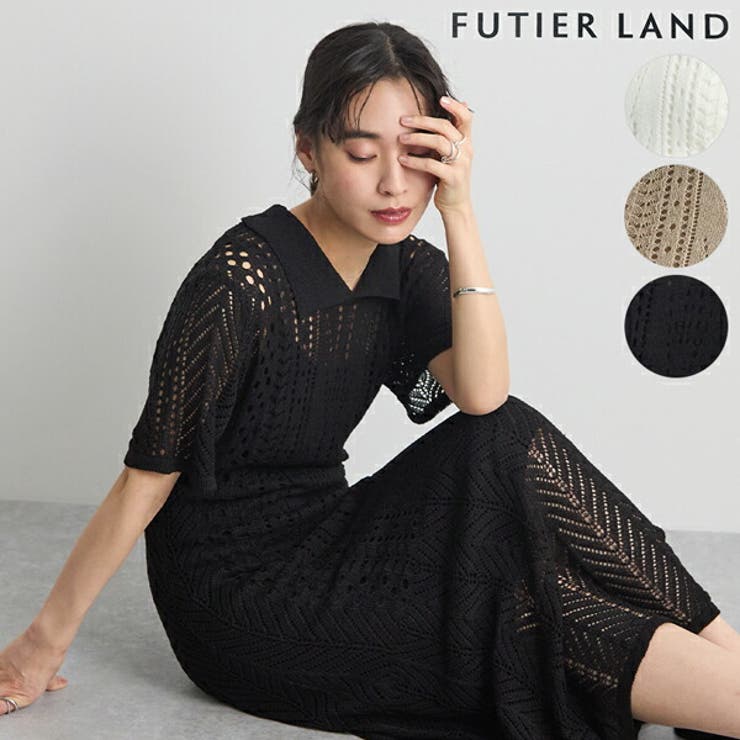 ブラック | インナーキャミ付きマーメイドポロワンピース | futier land