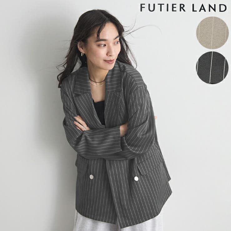 チャコールグレー | ストライプテーラードジャケット | futier land