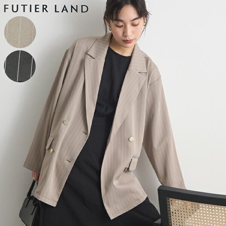 グレージュ | ストライプテーラードジャケット | futier land