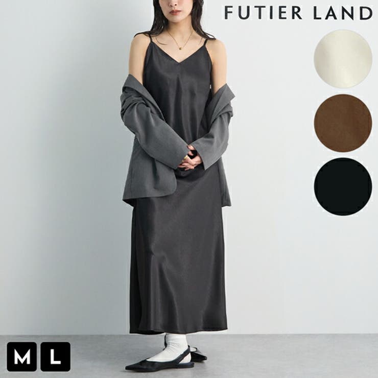 ブラック | サテンキャミワンピース | futier land