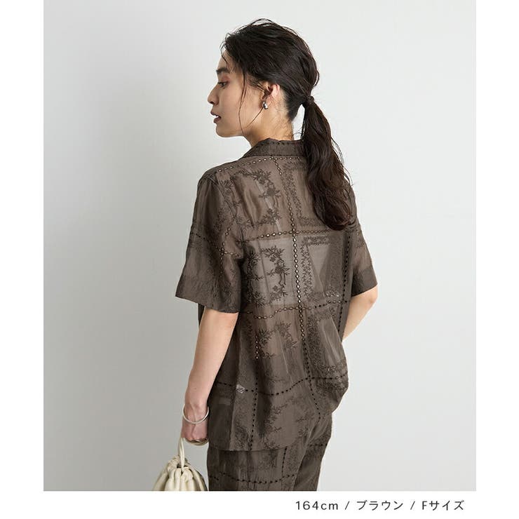刺繍レース半袖シャツジャケット | futier land | 詳細画像6 