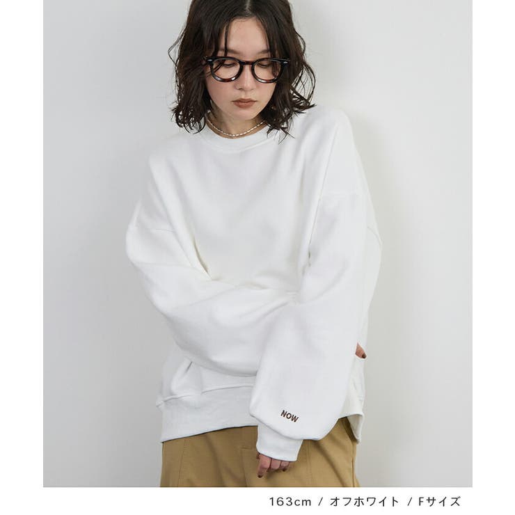オフホワイト | 袖刺繍スウェット | futier land