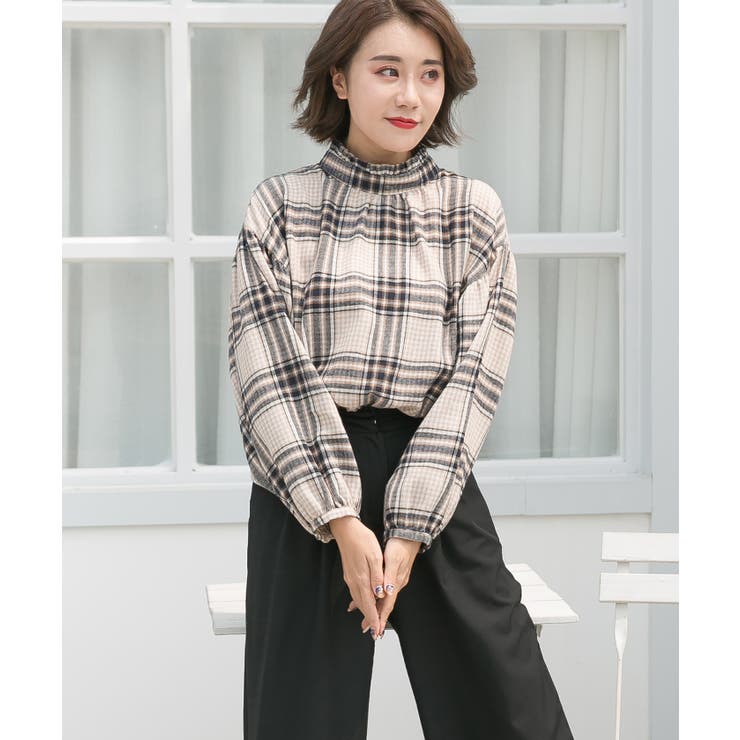 タータンチェック チェック ハイネック[品番：FI000005214]｜futier