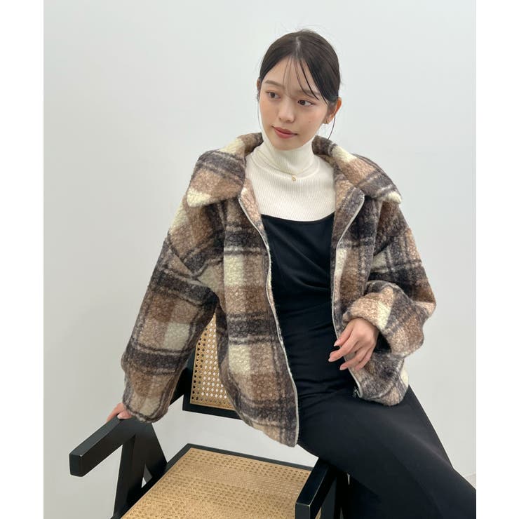 季節感をプラス。チェック柄ボアコート | futier land | 詳細画像12 