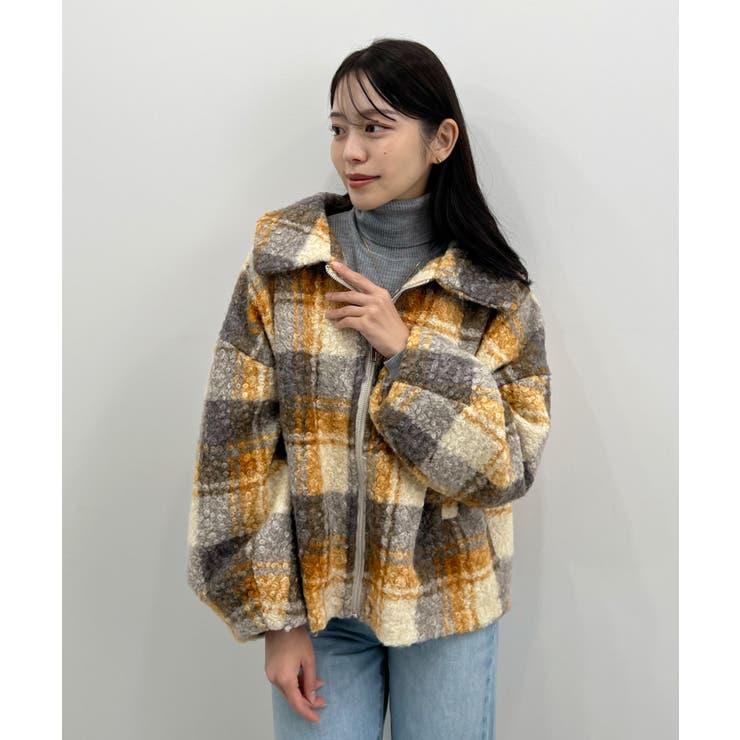 季節感をプラス。チェック柄ボアコート | futier land | 詳細画像21 