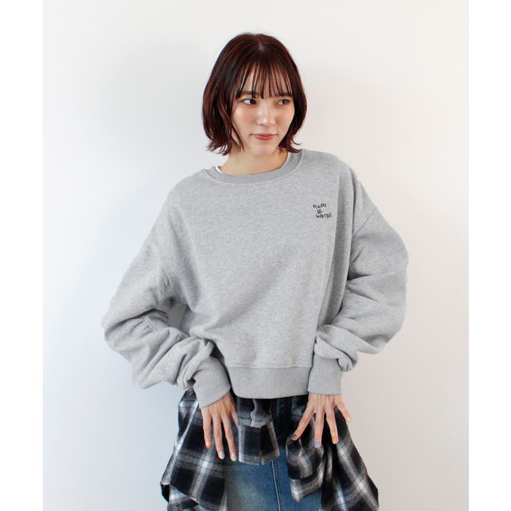 杢グレー | 《ABYS》ふんわり袖で魅せる。袖シャーリング裏起毛スウエット | futier land