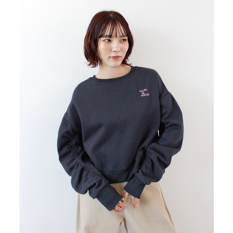 《ABYS》ふんわり袖で魅せる。袖シャーリング裏起毛スウエット | futier land | 詳細画像11 