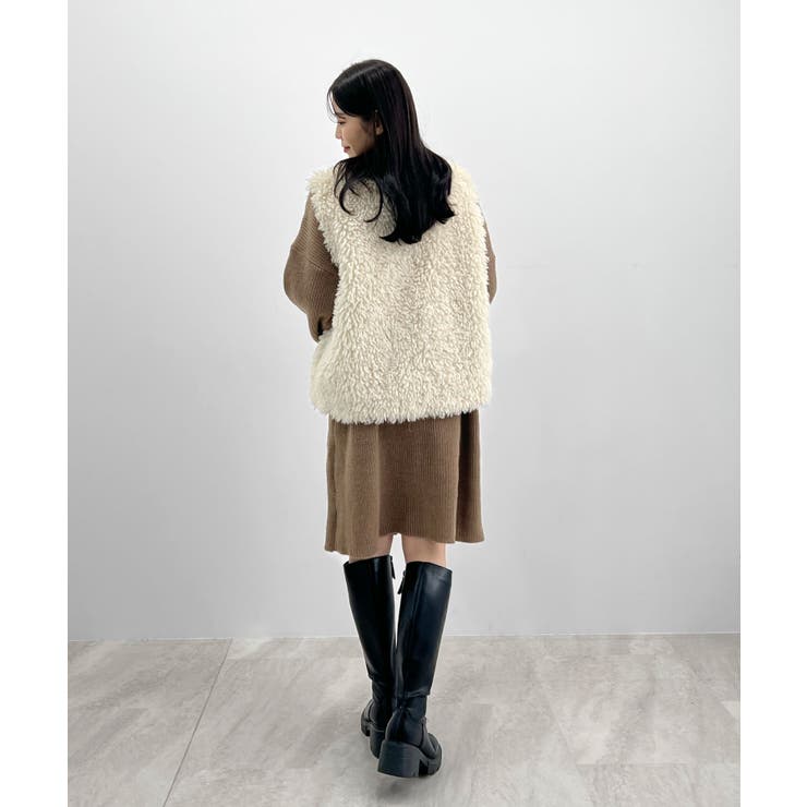 前後２wayでも華やぐ。zip付ミニ丈ニットワンピース | futier land | 詳細画像41 