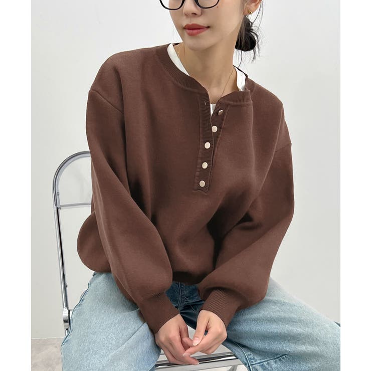 ゴールドボタンが映える。ヘンリーネックニットPO | futier land | 詳細画像13 