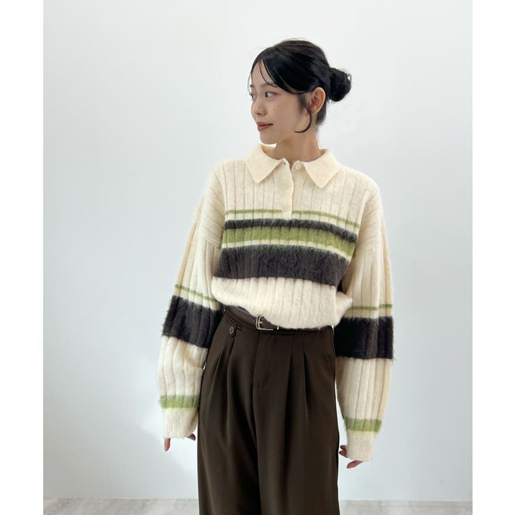 ふわっと包まれる幸せニット。アルパカタッチボーダーポロニット | futier land | 詳細画像27 