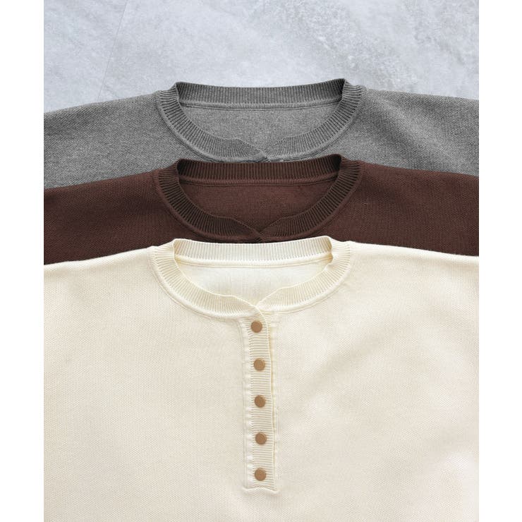 ゴールドボタンが映える。ヘンリーネックニットPO | futier land | 詳細画像48 