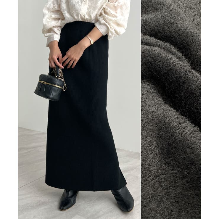 ブラック(ロング丈) | 着る毛布＋3℃の温かさ。裏起毛ニットロングスカート | futier land