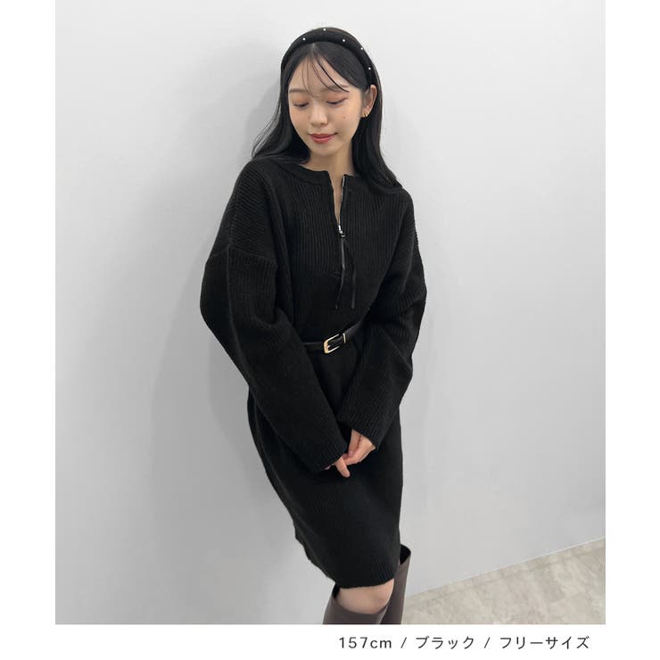前後２wayでも華やぐ。zip付ミニ丈ニットワンピース | futier land | 詳細画像8 