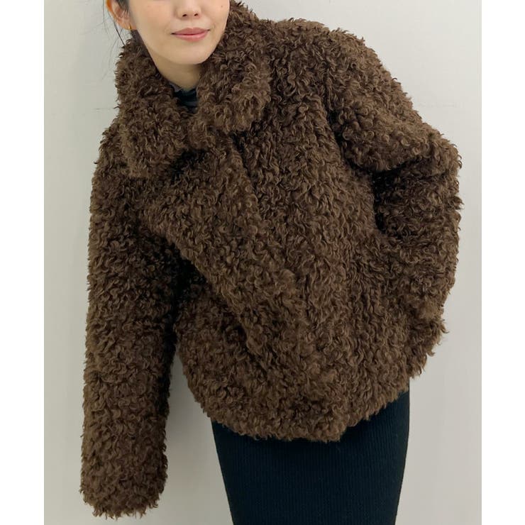 もこもこプードルファー。2wayカラープードルジャケット[品番