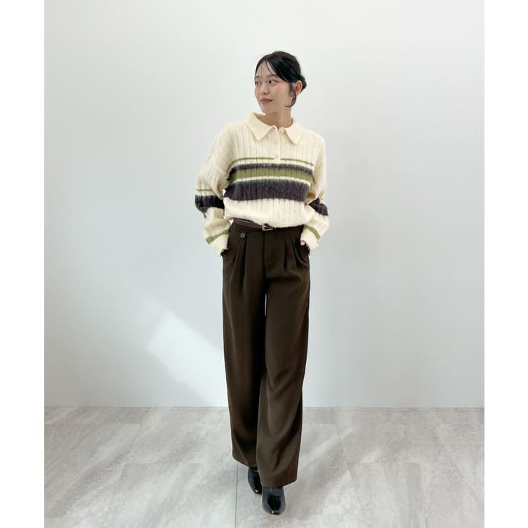 ふわっと包まれる幸せニット。アルパカタッチボーダーポロニット | futier land | 詳細画像30 