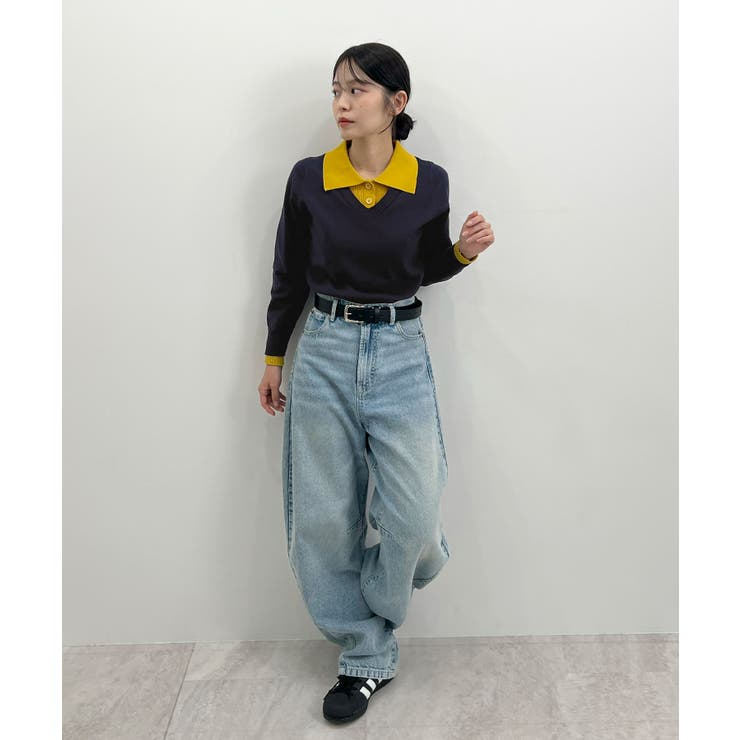 こなれ感出せる配色ニット。レイヤード風ポロニットトップス | futier land | 詳細画像26 