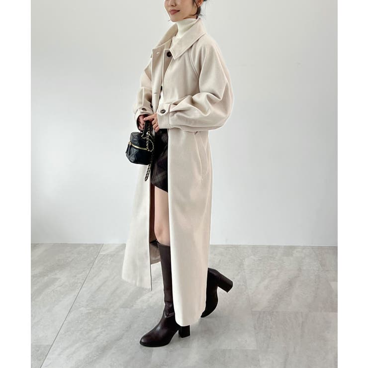 杢アイボリー | 羽織るだけで完成する上質スタイル。アレンジカラーシングルロングコート | futier land