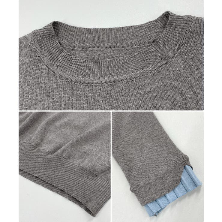 大人さりげないバイカラー。袖フリルニットトップス | futier land | 詳細画像9 