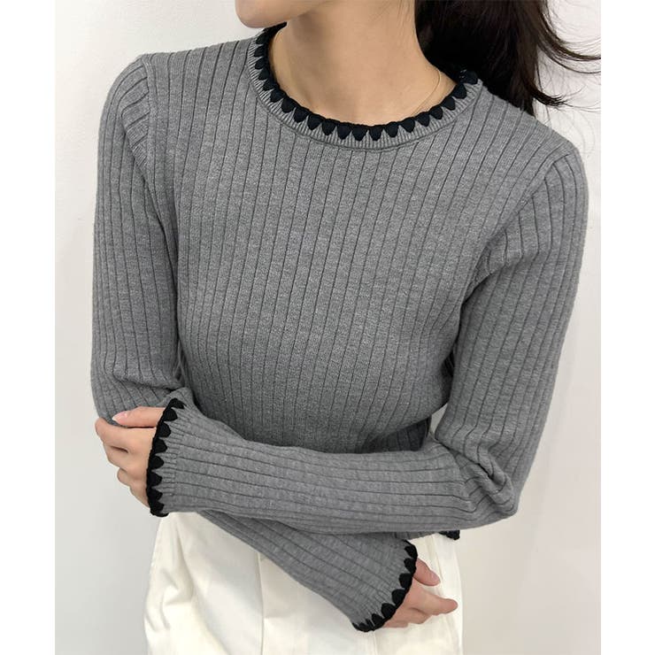 配色ステッチリブニット | futier land | 詳細画像8 