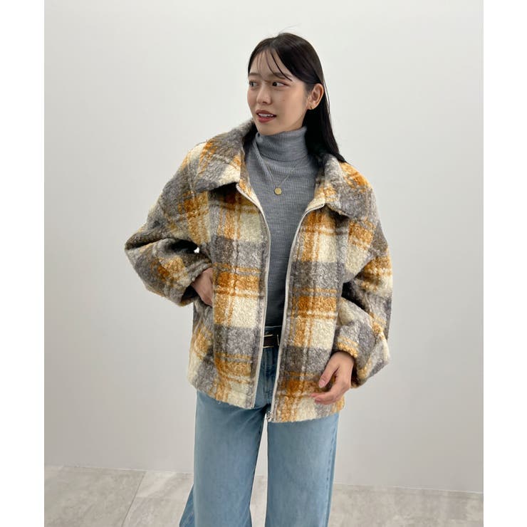 季節感をプラス。チェック柄ボアコート | futier land | 詳細画像24 