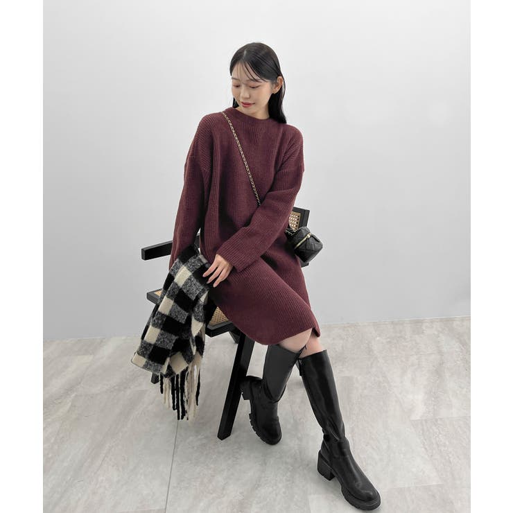 前後２wayでも華やぐ。zip付ミニ丈ニットワンピース | futier land | 詳細画像23 