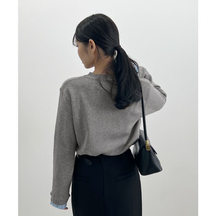 大人さりげないバイカラー。袖フリルニットトップス | futier land | 詳細画像31 