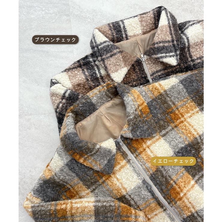 季節感をプラス。チェック柄ボアコート | futier land | 詳細画像3 