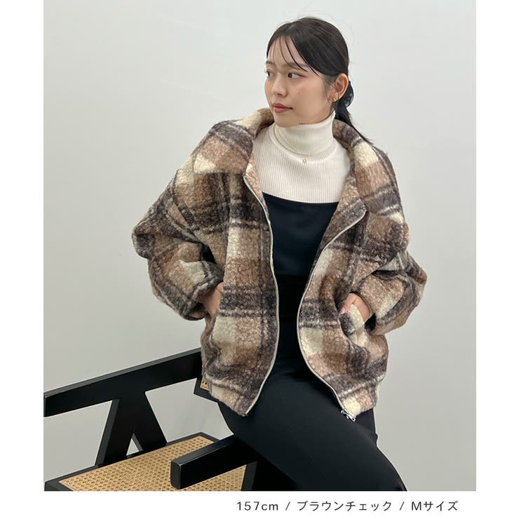 季節感をプラス。チェック柄ボアコート | futier land | 詳細画像6 