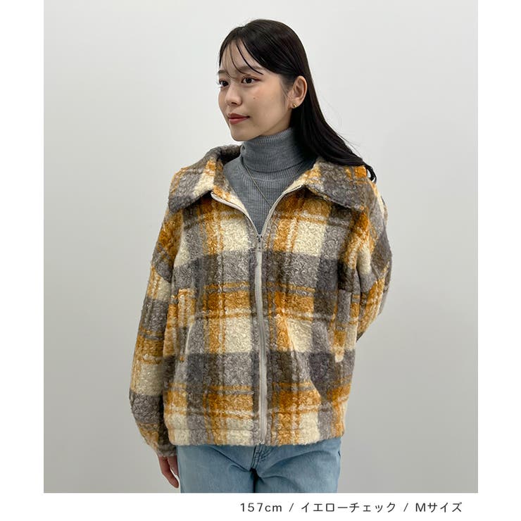 季節感をプラス。チェック柄ボアコート | futier land | 詳細画像7 