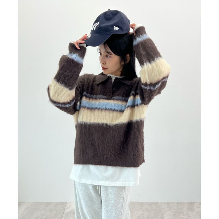 ふわっと包まれる幸せニット。アルパカタッチボーダーポロニット | futier land | 詳細画像13 