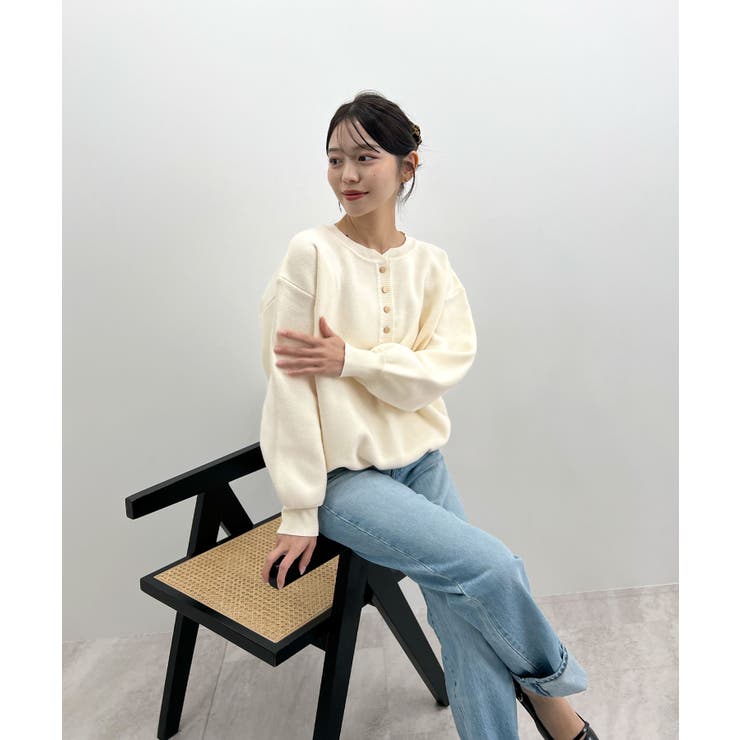 ゴールドボタンが映える。ヘンリーネックニットPO | futier land | 詳細画像32 