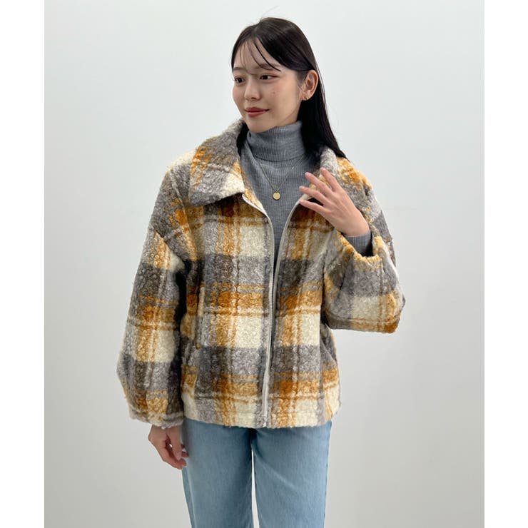 季節感をプラス。チェック柄ボアコート | futier land | 詳細画像23 