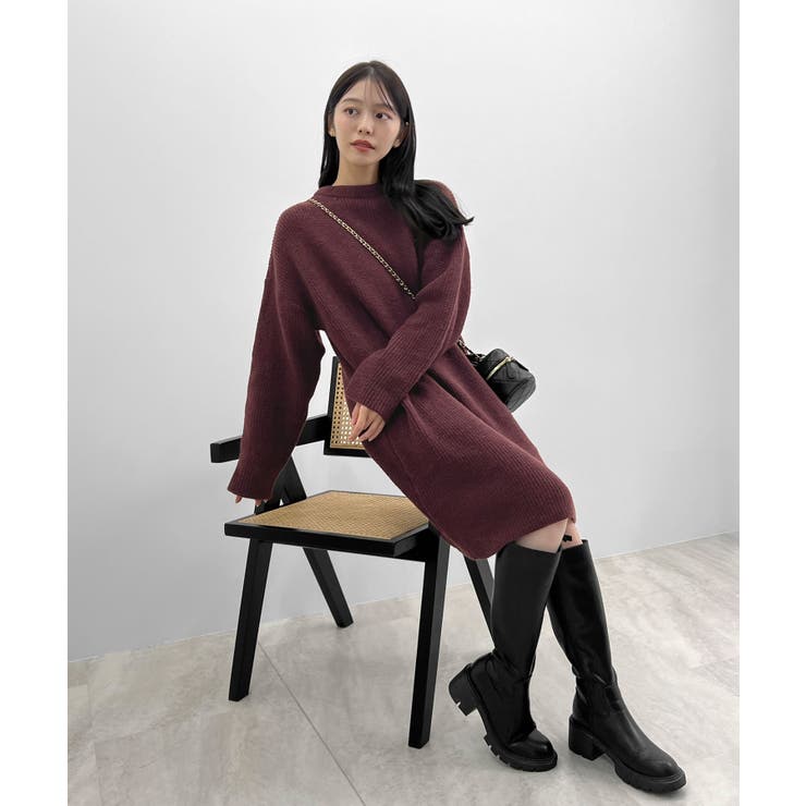 前後２wayでも華やぐ。zip付ミニ丈ニットワンピース | futier land | 詳細画像20 