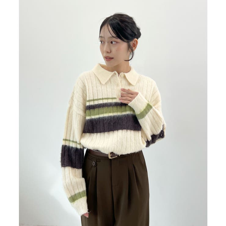 ふわっと包まれる幸せニット。アルパカタッチボーダーポロニット | futier land | 詳細画像29 