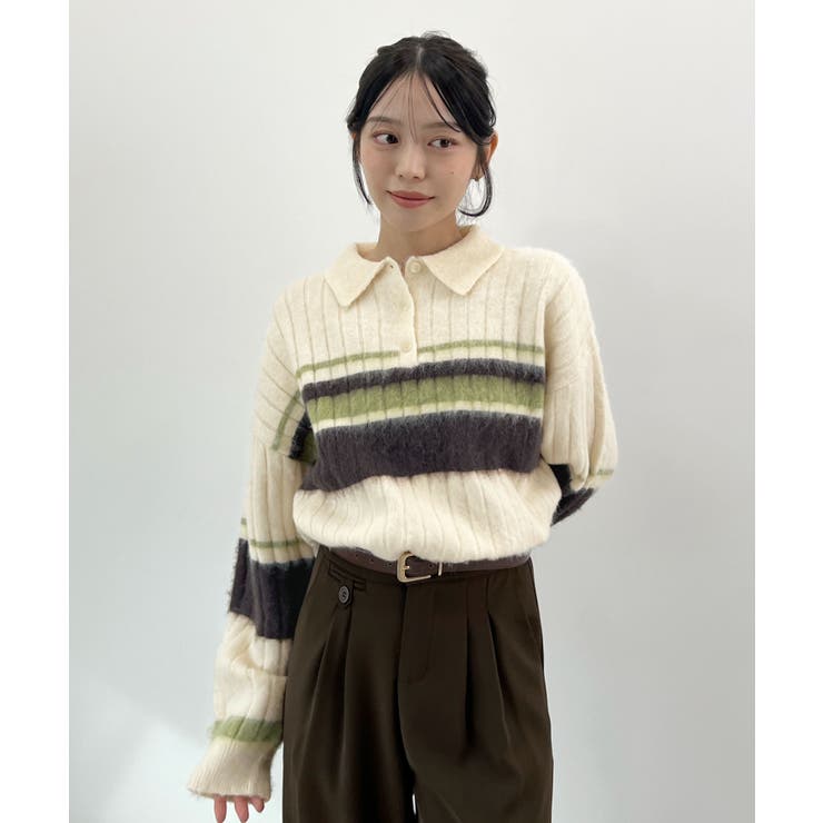 ふわっと包まれる幸せニット。アルパカタッチボーダーポロニット | futier land | 詳細画像28 