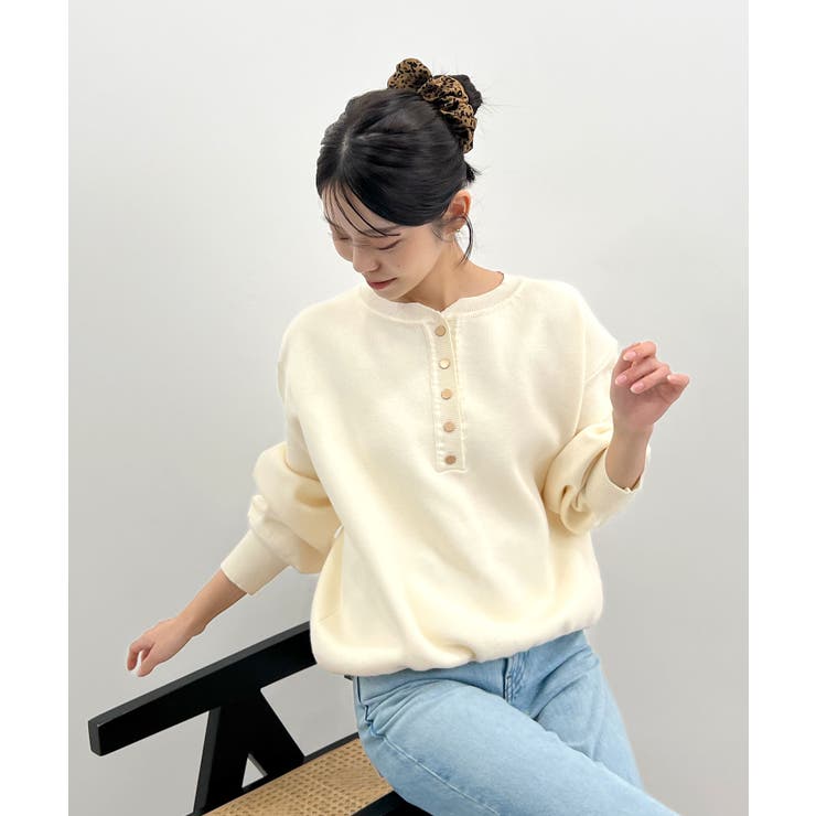 ゴールドボタンが映える。ヘンリーネックニットPO | futier land | 詳細画像30 