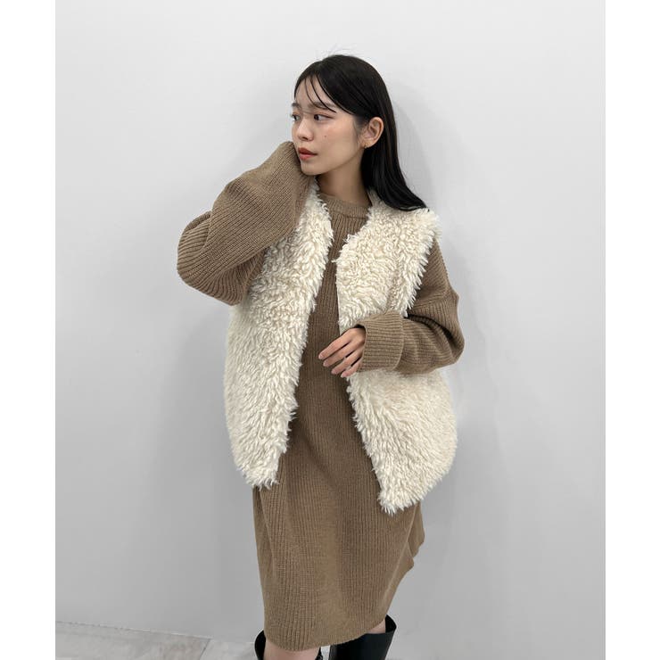 前後２wayでも華やぐ。zip付ミニ丈ニットワンピース | futier land | 詳細画像36 