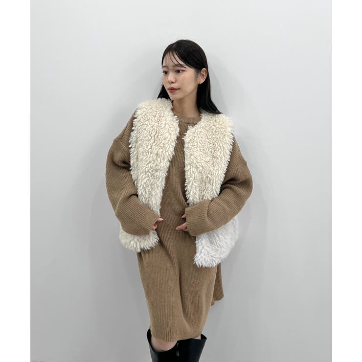 前後２wayでも華やぐ。zip付ミニ丈ニットワンピース | futier land | 詳細画像40 