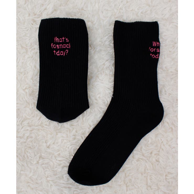 ブラック | 《ABYS》配色ロゴがアクセント。配色ロゴ刺繍ソックス | futier land