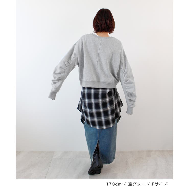 《ABYS》ふんわり袖で魅せる。袖シャーリング裏起毛スウエット | futier land | 詳細画像9 